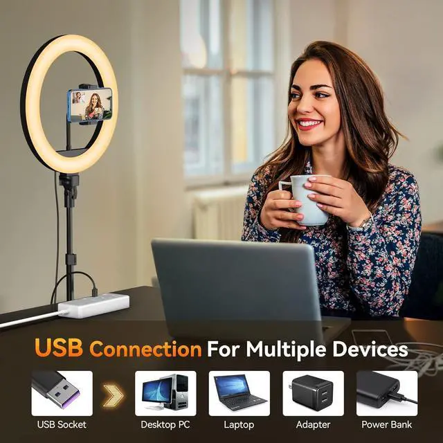 Alt view image 5 of 7 - 12 Ring Light with 63 extendable Tripod Stand Selfie RingLight with Phone Holder and Wireless Remote 2-in-1 Dimmable LED Ring Light and Selfie Stick for Makeup Live Stream Photography