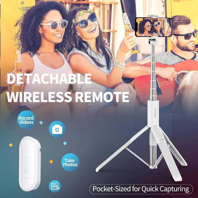 Alt view image 2 of 6 - Sensyne 60" Phone Tripod, Lightweight All in One Selfie Stick Integrated with Wireless Remote Compatible with All Cell Phones for Selfie/Video Recording/Photo/Live Stream/VlogWhite