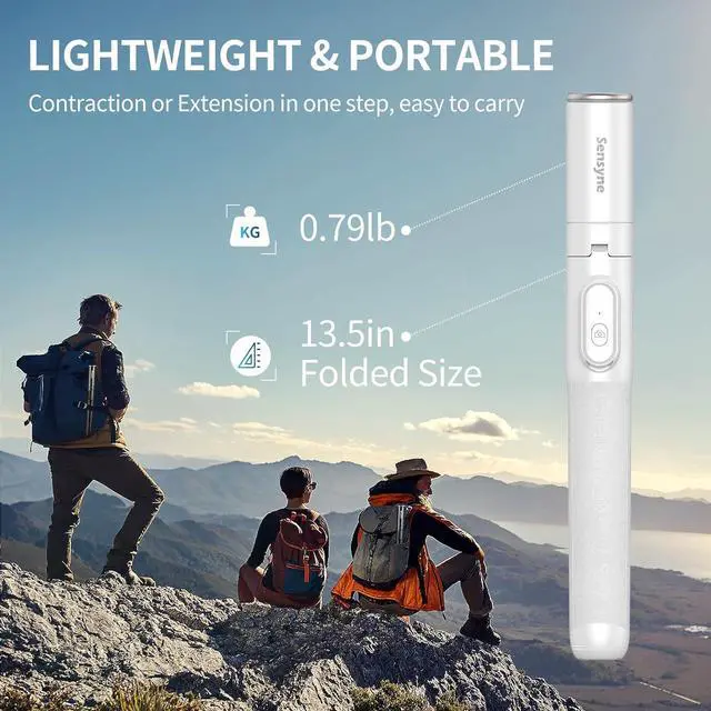 Alt view image 5 of 6 - Sensyne 60" Phone Tripod, Lightweight All in One Selfie Stick Integrated with Wireless Remote Compatible with All Cell Phones for Selfie/Video Recording/Photo/Live Stream/VlogWhite
