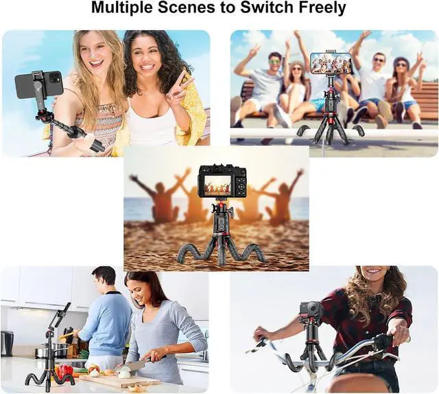 Alt view image 5 of 6 - Phone Tripods Flexible Selfie Stick - Octopus Camera Tripods Extendable Cell Phone Tripod Stand with Remote, 360° Rotation Portable Travel Tripod for iPhone Android Camera Video Recording