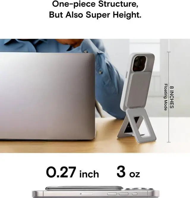 Alt view image 2 of 7 - MOFT Phone Tripod Stand Selfie Stick for iPhone, Multi-Angles iPhone Stand, Lightweight & Portable Phone Holder, Strong Magnets, MOVAS Vegan Leather, Travel Essentials, Seafoam (Without Card Slot)