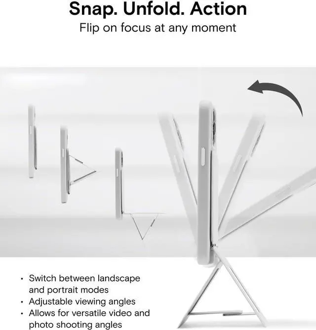 Alt view image 3 of 7 - MOFT Phone Tripod Stand Selfie Stick for iPhone, Multi-Angles iPhone Stand, Lightweight & Portable Phone Holder, Strong Magnets, MOVAS Vegan Leather, Travel Essentials, Seafoam (Without Card Slot)