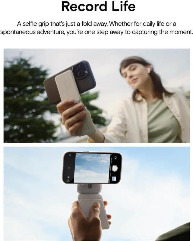 Alt view image 4 of 7 - MOFT Phone Tripod Stand Selfie Stick for iPhone, Multi-Angles iPhone Stand, Lightweight & Portable Phone Holder, Strong Magnets, MOVAS Vegan Leather, Travel Essentials, Seafoam (Without Card Slot)