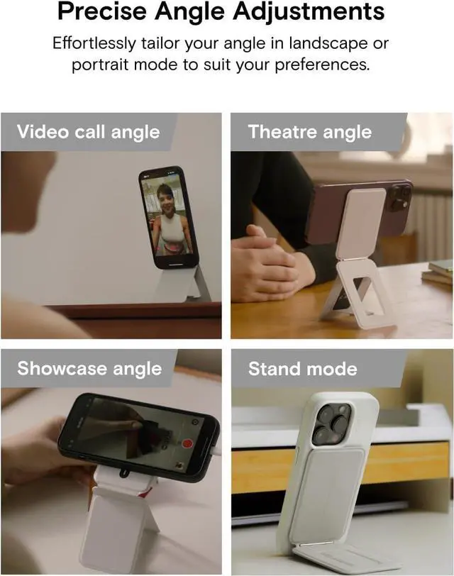 Alt view image 5 of 7 - MOFT Phone Tripod Stand Selfie Stick for iPhone, Multi-Angles iPhone Stand, Lightweight & Portable Phone Holder, Strong Magnets, MOVAS Vegan Leather, Travel Essentials, Seafoam (Without Card Slot)