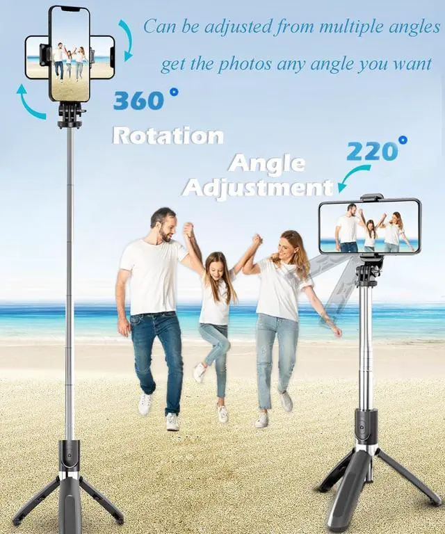 Alt view image 4 of 6 - Selfie Stick Tripod Extendable Phone Tripod Stand with Wireless Remote Portable Lightweight Video Recording Travel Tripod for Cell Phone Mount Holder Selfie Stick Compatible with iPhone Android iOS