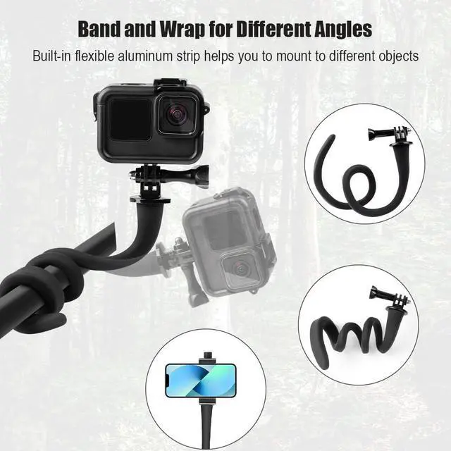 Alt view image 3 of 5 - Flex Mount Stroller Phone Holder Selfie Stick Gooseneck for Treadmill Bike Shopping Cart Boat Smartphone Suitable with GoPro Hero 12/11/10/9/8/7/6/5/4 AKASO Insta360
