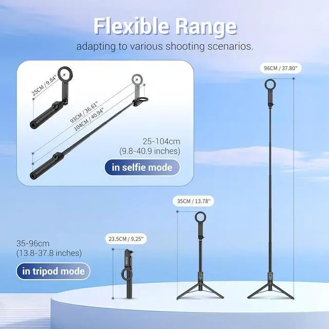 Alt view image 7 of 7 - Magnetic Phone Tripod Selfie Stick, 40.9" Extendable Cell Phone Tripod Stand for iPhone 17 16 15 14 13 12 MagSafe Phone Case with Clamp & Wireless Remote for Selfie Vlogging Video Recording-White