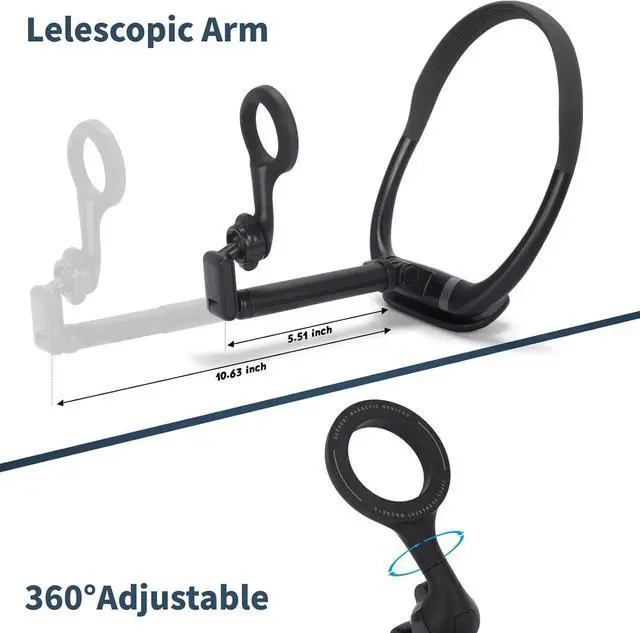 Alt view image 2 of 7 - Neck Phone Holder for POV/Vlog, 2025 New Longer Phone Chest Mount Tripod for Selfie Video Recording, Hand Free Magnetic Mount with Anti-Shake Chest Strap Fit for Magsafe iPhone 15 14 13 12 Series