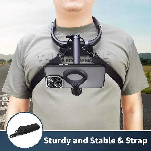 Alt view image 6 of 7 - Neck Phone Holder for POV/Vlog, 2025 New Longer Phone Chest Mount Tripod for Selfie Video Recording, Hand Free Magnetic Mount with Anti-Shake Chest Strap Fit for Magsafe iPhone 15 14 13 12 Series