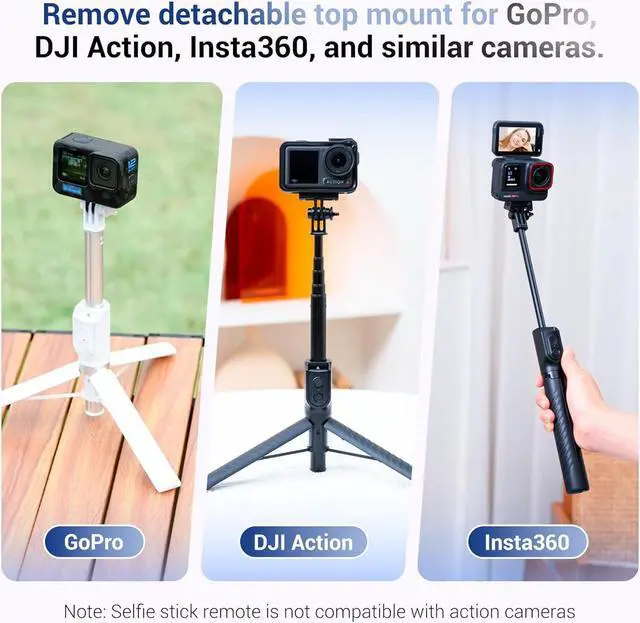 Alt view image 6 of 7 - Magnetic Phone Tripod Selfie Stick, 40.9" Extendable Cell Phone Tripod Stand for iPhone 17 16 15 14 13 12 MagSafe Phone Case with Clamp & Wireless Remote for Selfie Vlogging Video Recording-White