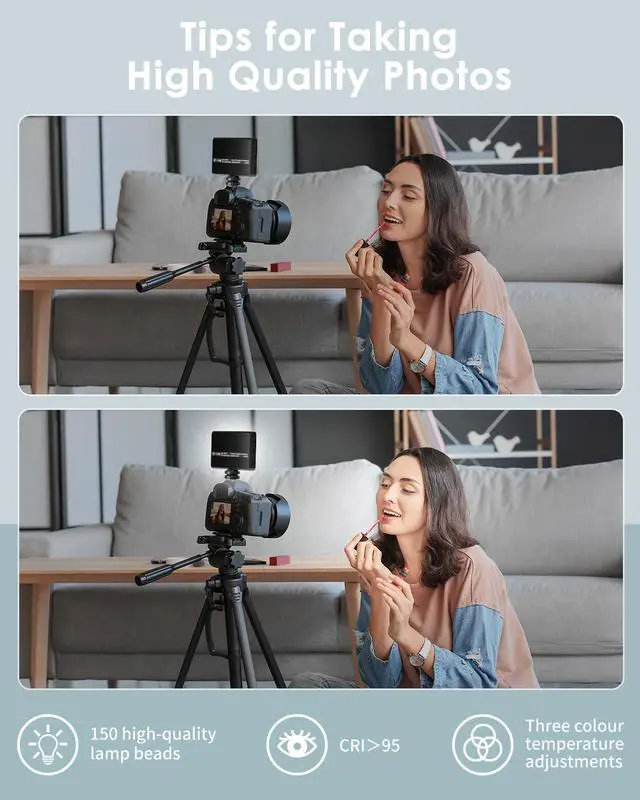 Alt view image 6 of 7 - 150 LED Phone Light, Selfie Light for iPhone/Phone/iPad/Camera, 5500Mah Rechargeable Portable Lights, 3 Lighting Adjustment Modes, Selfie Lights for Photography/TikTok/Vlog/Video