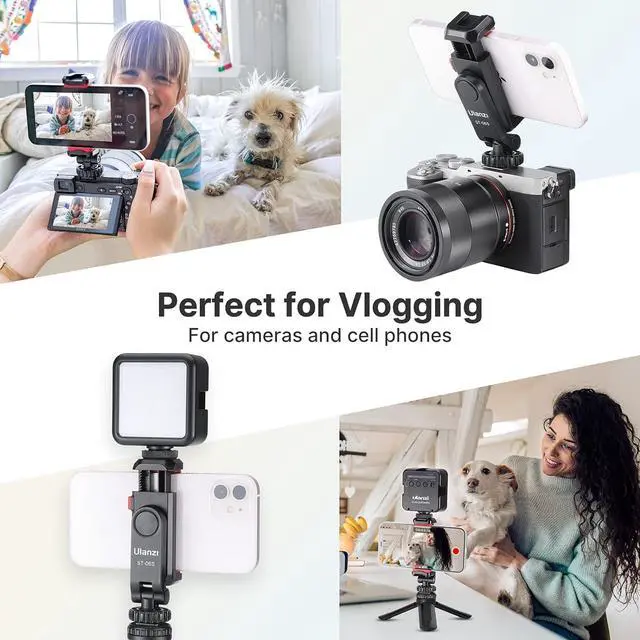 Alt view image 5 of 7 - ULANZI Phone Tripod Mount ST-06S, New Universal Smartphone Mount Adapter with 2 Cold Shoe, 360° Rotates Adjustable Cell Phone Clip Clamp Holder, Compatible with iPhone, Samsung Galaxy and All Phones