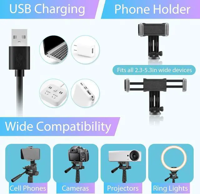 Alt view image 5 of 6 - 12-inch Ring Light with 67-inch Selfie Stick, Tripod and Phone Holder, Selfie Remote Control Circle Light for Live Stream/Video Recording/TikTok, Compatible with All Phones and Cameras