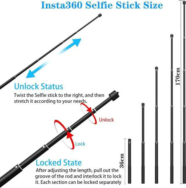 Alt view image 2 of 7 - Motorcycle Bike Handlebar Double clamp Mount and 67Invisible Selfie Stick Insta 360 Motorcycle Mount Kit for X5/X4/X3/X2/XONE/GO2/3 Action Camera