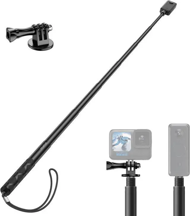 Main image of ATUMTEK 60" Invisible Selfie Stick, 1/4" Extendable Monopod Pole, Solid and Compact Design for Insta360, for GoPro, DJI, Action Cameras (Buckle Mount for GoPro & DJI and Wrist Strap Included)