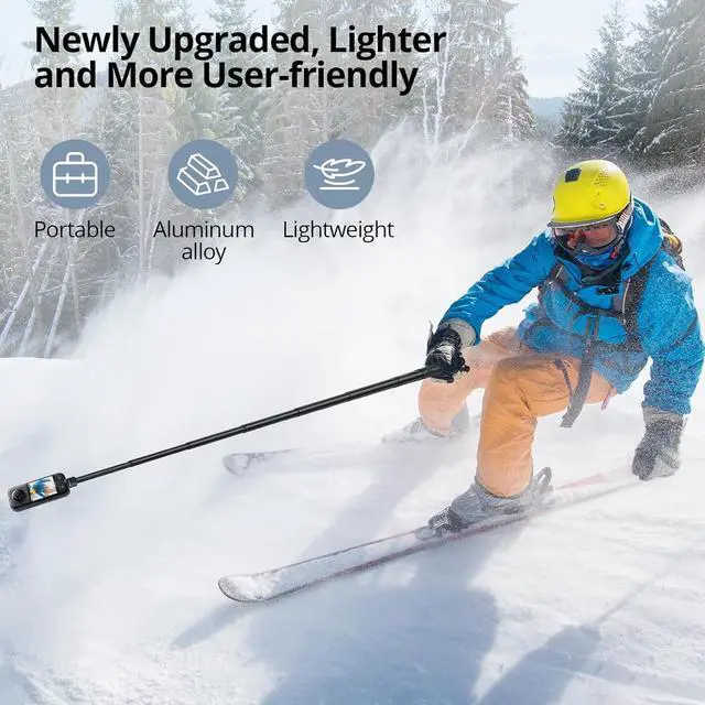 Alt view image 2 of 7 - ATUMTEK 60" Invisible Selfie Stick, 1/4" Extendable Monopod Pole, Solid and Compact Design for Insta360, for GoPro, DJI, Action Cameras (Buckle Mount for GoPro & DJI and Wrist Strap Included)