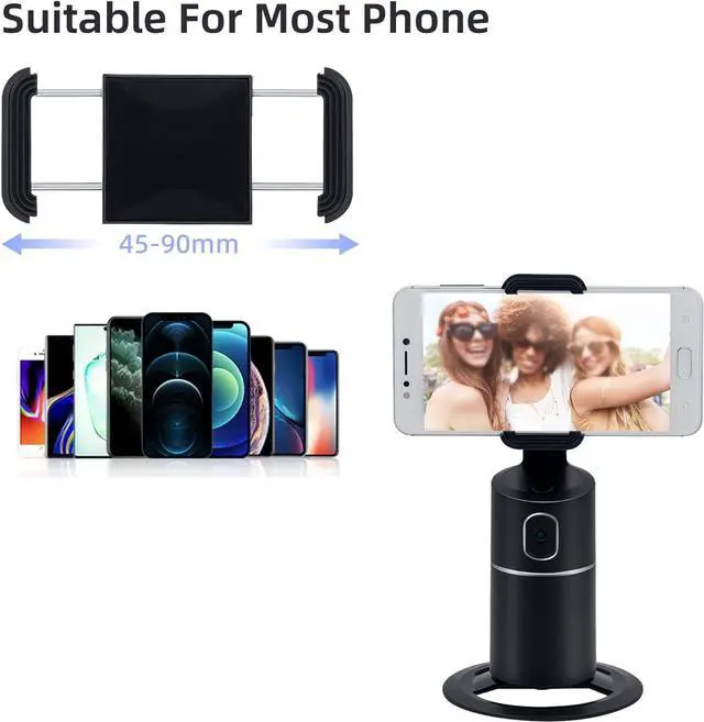 Alt view image 7 of 7 - Mcbazel Auto Face Tracking Tripod, No App Required, Rechargeable Battery, 360° Rotation Phone Tracking Holder Face Body Phone Camera Mount for Live Vlog Streaming Video Chat - Black