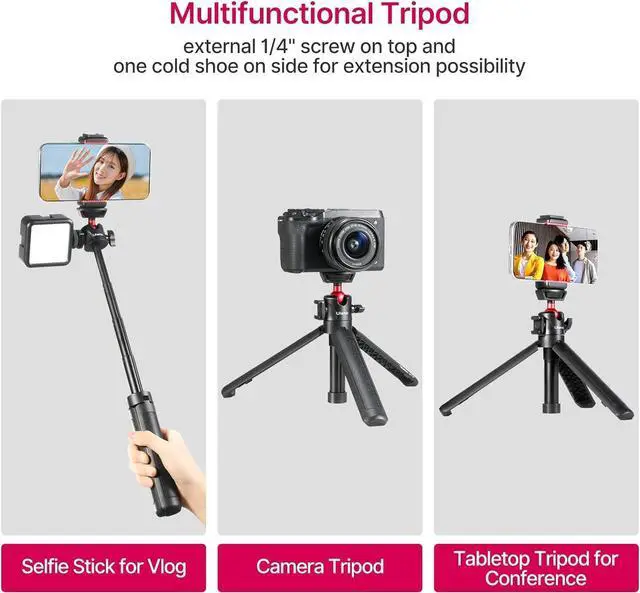 Alt view image 6 of 7 - Ulanzi MT-16 Camera Tripod Stand Holder, Mini Tabletop Tripod Selfie Stick with Cold Shoe, Compatible with iPhone 16 Canon G7X Mark III Sony ZV-1 RX100 Osmo Pocket3 Vlogging Filmmaking Live Streaming