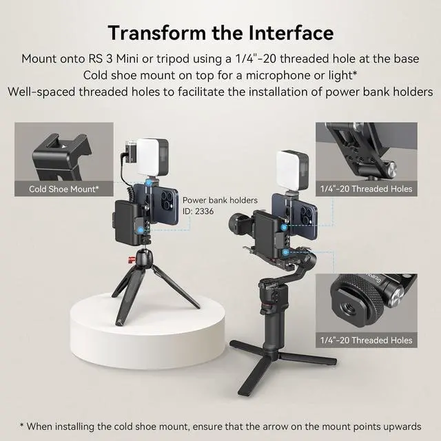 Alt view image 6 of 6 - SMALLRIG Metal Phone Support with Cold Shoe Mount, Universal Cell Phone Mount Adapter Support Free Adjustment Joints, Phone Tripod Mount for iPhone 15 14, for Samsung Galaxy etc. - 4382