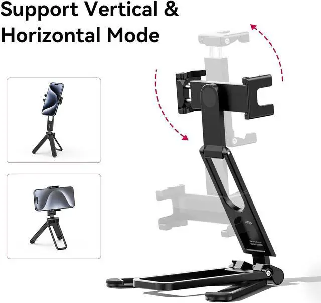 Alt view image 4 of 7 - ULANZI MA26 Foldable Phone Tripod, Pocket Cell Phone Vlog Video Tripod Handle Aluminium Smartphone Desk Stand 2 Cold Shoe Small Size All in One Lightweight Portable Vlog Stick for iPhone 17 Samsung