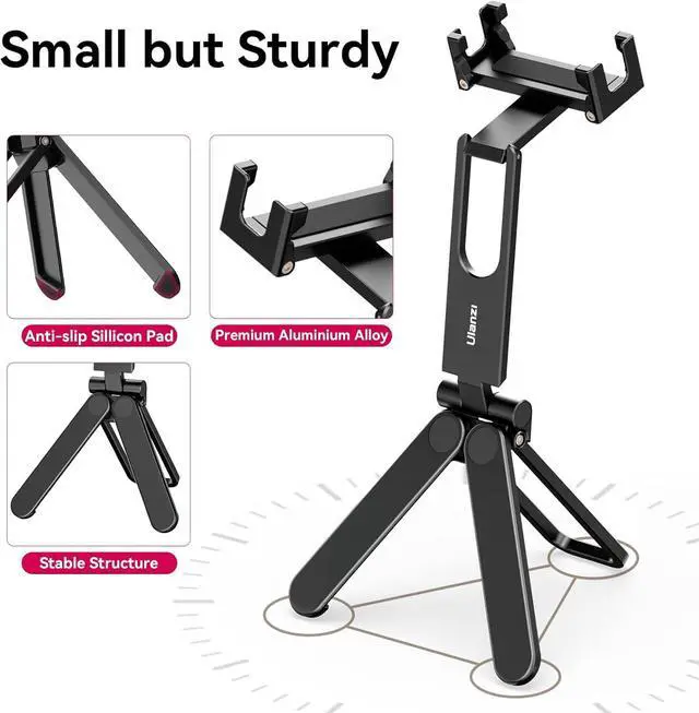 Alt view image 5 of 7 - ULANZI MA26 Foldable Phone Tripod, Pocket Cell Phone Vlog Video Tripod Handle Aluminium Smartphone Desk Stand 2 Cold Shoe Small Size All in One Lightweight Portable Vlog Stick for iPhone 17 Samsung