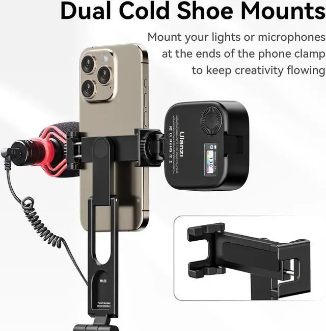 Alt view image 6 of 7 - ULANZI MA26 Foldable Phone Tripod, Pocket Cell Phone Vlog Video Tripod Handle Aluminium Smartphone Desk Stand 2 Cold Shoe Small Size All in One Lightweight Portable Vlog Stick for iPhone 17 Samsung