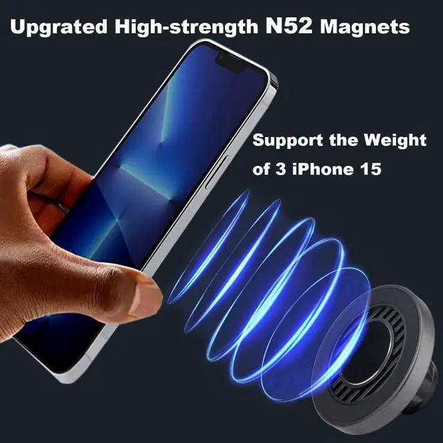 Alt view image 3 of 7 - Rigdance Magnetic Phone Tripod Mount Adapter with 1/4"-20 Female Screw and Car Mount Compatible with MagSafe for iPhone 16 15 14 13 12 Plus Pro Max Mini Series, with Metal Ring