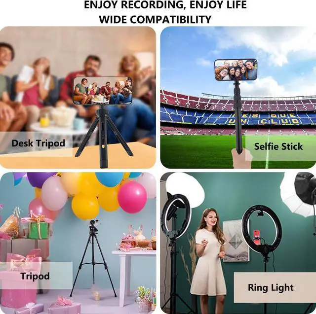 Alt view image 4 of 7 - Rigdance Magnetic Phone Tripod Mount Adapter with 1/4"-20 Female Screw and Car Mount Compatible with MagSafe for iPhone 16 15 14 13 12 Plus Pro Max Mini Series, with Metal Ring