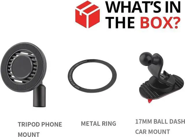 Alt view image 6 of 7 - Rigdance Magnetic Phone Tripod Mount Adapter with 1/4"-20 Female Screw and Car Mount Compatible with MagSafe for iPhone 16 15 14 13 12 Plus Pro Max Mini Series, with Metal Ring