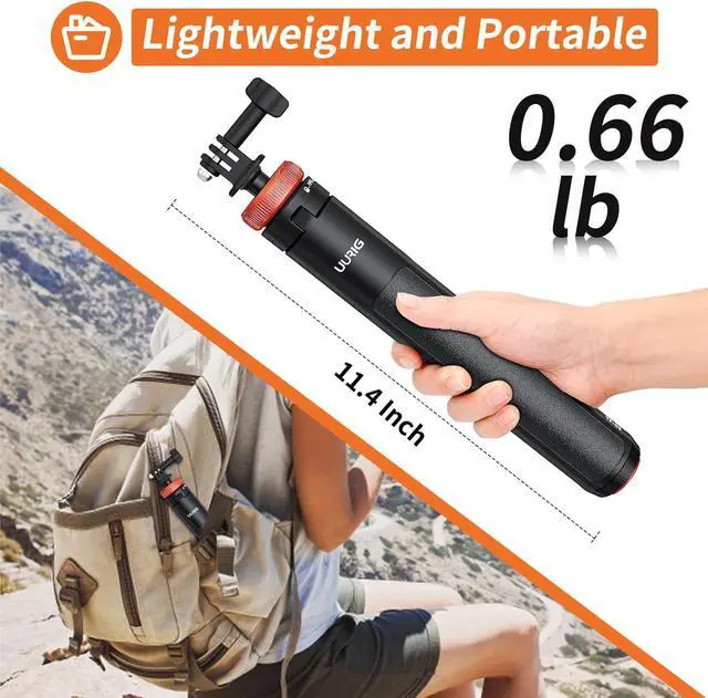 Alt view image 4 of 6 - UURig Extendable Selfie Stick Tripod for GoPro Max Hero 10 9 8 7 6 5 4, DJI Osmo Action, Insta 360 One R and More Action Camera50.7''