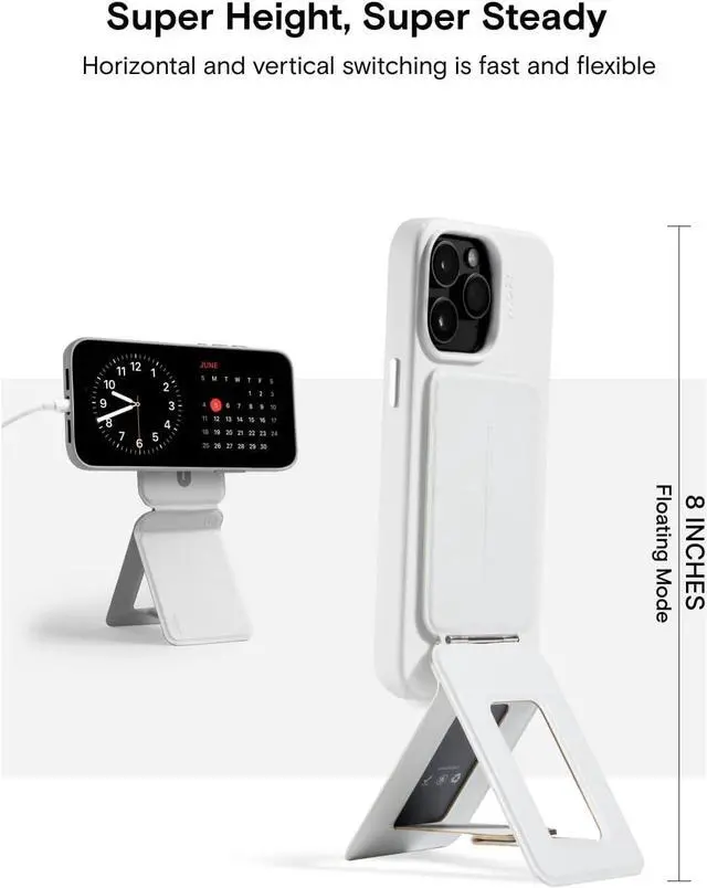 Alt view image 2 of 7 - MOFT Phone Tripod Stand Selfie Stick for iPhone, Multi-Angles iPhone Stand, Lightweight & Portable Phone Holder, Strong Magnets, MOVAS Vegan Leather, Travel Essentials, Misty Cove (Without Card Slot)