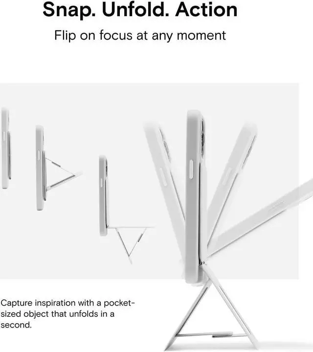 Alt view image 4 of 7 - MOFT Phone Tripod Stand Selfie Stick for iPhone, Multi-Angles iPhone Stand, Lightweight & Portable Phone Holder, Strong Magnets, MOVAS Vegan Leather, Travel Essentials, Misty Cove (Without Card Slot)