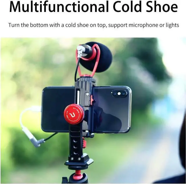 Alt view image 6 of 7 - Cell Phone Tripod Mount, ULANZI ST-14 Smartphone Tripod Mount Adapter Aluminum with Cold Shoe, 360° Cell Phone Stand Holder Clamp for iPhone16 15 14 13 12 11 Max Pro iPhone X XR Xs 6 7 Plus