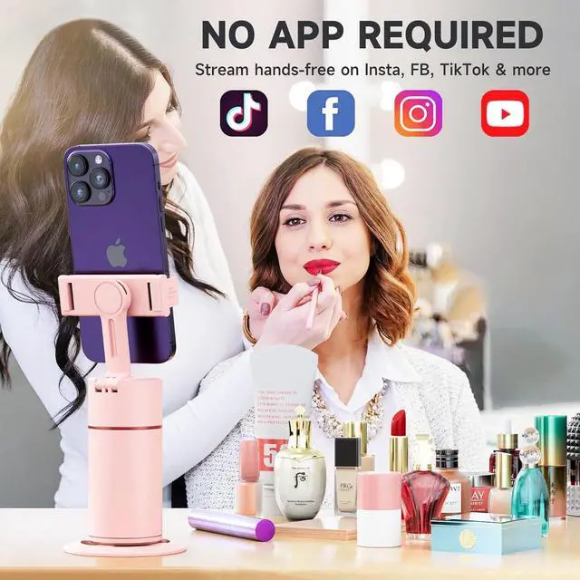 Alt view image 2 of 7 - Auto Face Tracking Tripod - 360° Rotation Auto Tracking Phone Holder,No App, Phone Camera Mount with Remote and Gesture Control, Rechargeable Smart Shooting Holder for Video Recording