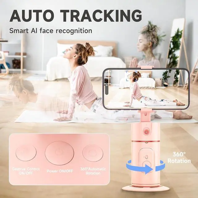 Alt view image 3 of 7 - Auto Face Tracking Tripod - 360° Rotation Auto Tracking Phone Holder,No App, Phone Camera Mount with Remote and Gesture Control, Rechargeable Smart Shooting Holder for Video Recording