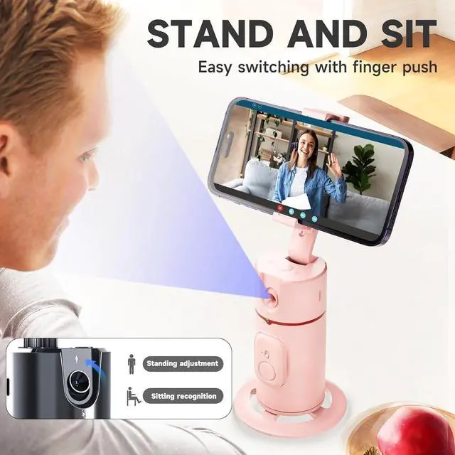 Alt view image 7 of 7 - Auto Face Tracking Tripod - 360° Rotation Auto Tracking Phone Holder,No App, Phone Camera Mount with Remote and Gesture Control, Rechargeable Smart Shooting Holder for Video Recording