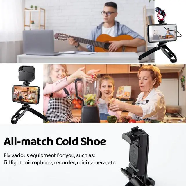 Alt view image 5 of 6 - Phone Tripod Mini Tripod Tabletop Small Tripod Desktop Stand Compact Vlog Travel Selfie Stick Handle Grip for iPhone 13, Samsung Smartphone
