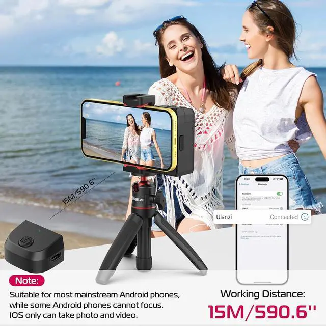 Alt view image 2 of 7 - ULANZI CG02 Ungraded Smartphone Camera Shutter Handle Grip w Detachable Wireless Bluetooth Remote Control,Three-Gear Adjustable Fill Light for iPhone Samsung Google OnePlus Phones Video/Photo Shooting