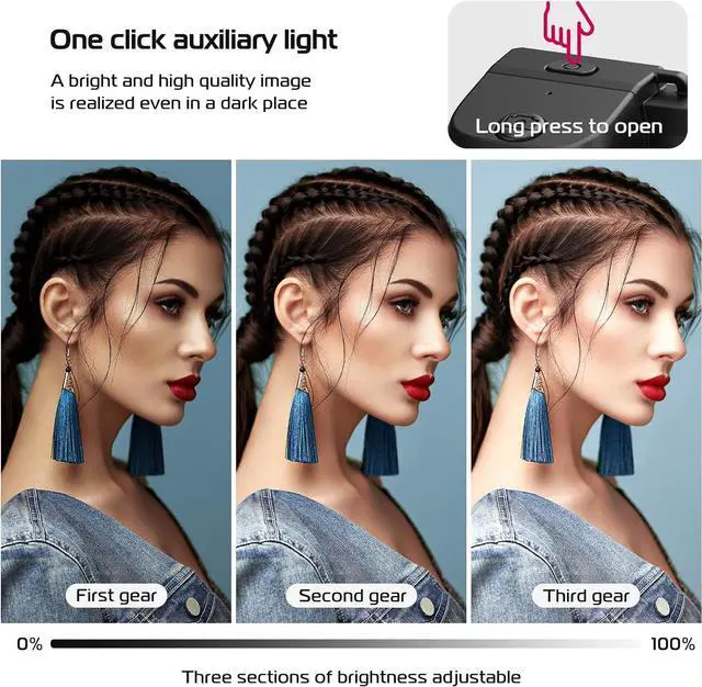 Alt view image 6 of 7 - ULANZI CG02 Ungraded Smartphone Camera Shutter Handle Grip w Detachable Wireless Bluetooth Remote Control,Three-Gear Adjustable Fill Light for iPhone Samsung Google OnePlus Phones Video/Photo Shooting