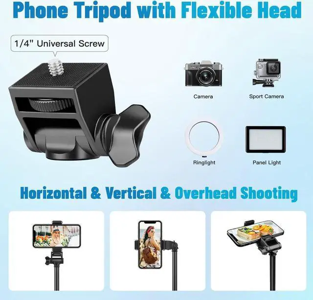 Alt view image 3 of 7 - Victiv 70" Phone Tripod, Camera Stand Tripod with Remote and Phone Holder, Sturdy & Stable, Height Adjustable Selfie Stick Mode, Perfect for Selfies/Recording/Vlogging/Live Streaming