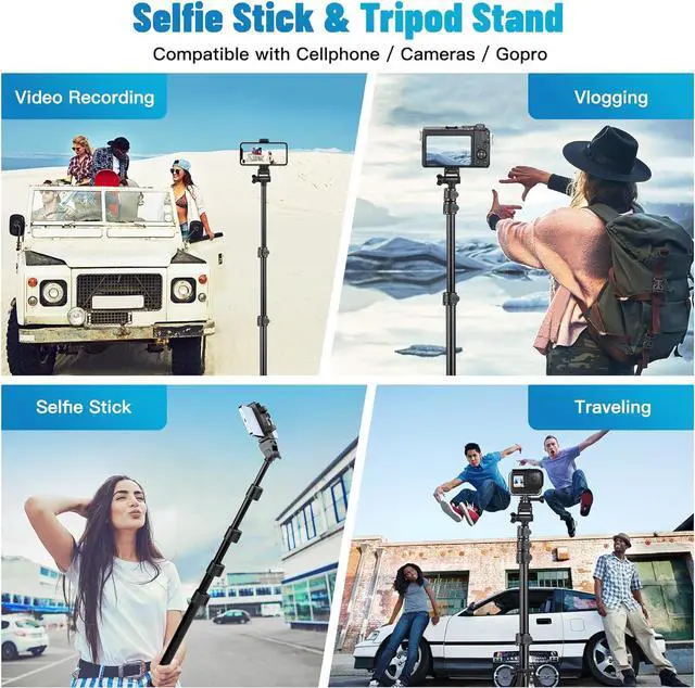 Alt view image 6 of 7 - Victiv 70" Phone Tripod, Camera Stand Tripod with Remote and Phone Holder, Sturdy & Stable, Height Adjustable Selfie Stick Mode, Perfect for Selfies/Recording/Vlogging/Live Streaming