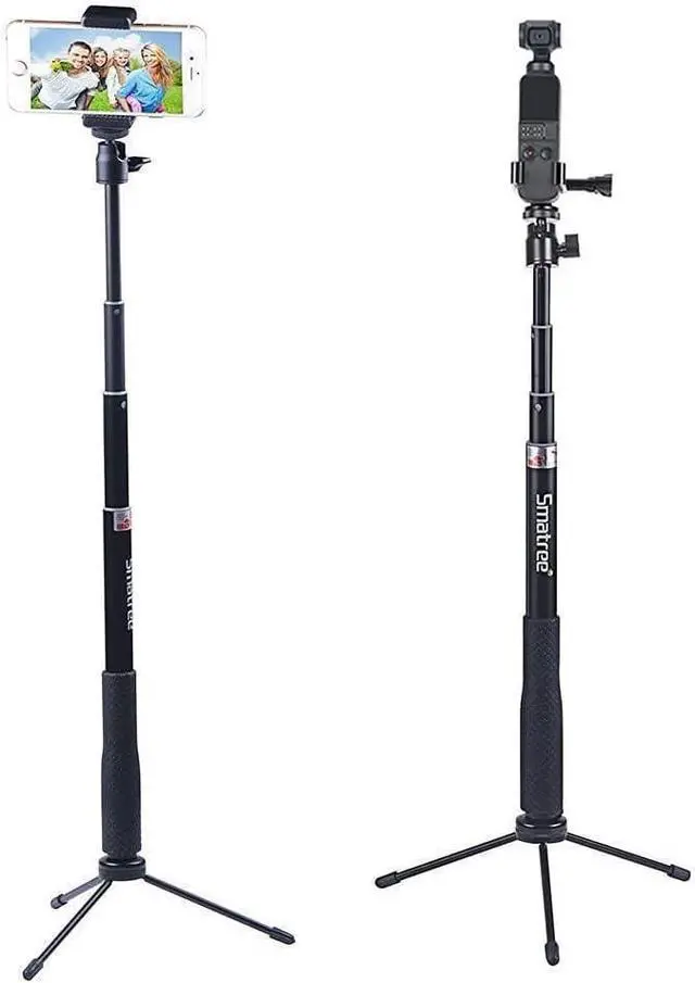 Main image of Smatree Telescoping Selfie Stick with Tripod Stand Compatible for GoPro Hero 13/12/11/10/9/8/7/6/5/4/3+/3/DJI OSMO Pocket 2/1/SJCAM/AKASO/Xiaomi Yi and Smartphones (Not Fit with OSMO Pocket 3)