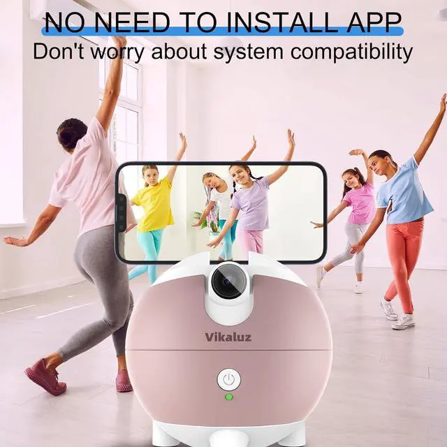 Alt view image 3 of 7 - Auto Tracking Phone Holder, Auto Face Tracking Tripod, 360° Rotation Face Body Phone Tracking Tripod, AI-Powered Face Tracking,No APP Live Vlog Tiktok Video-Pink