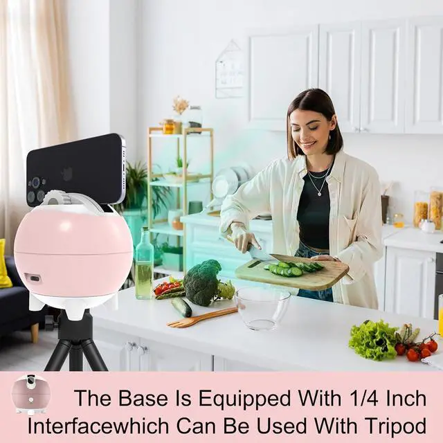 Alt view image 5 of 7 - Auto Tracking Phone Holder, Auto Face Tracking Tripod, 360° Rotation Face Body Phone Tracking Tripod, AI-Powered Face Tracking,No APP Live Vlog Tiktok Video-Pink
