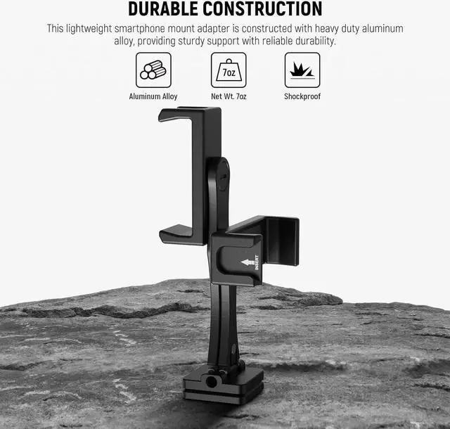 Alt view image 7 of 7 - NEEWER Metal Phone Tripod Mount Adapter with Arca QR Base, 360° Rotatable Dual Cell Phone Clip Clamp Holder with 4 Cold Shoes Compatible with iPhone Samsung for Vlog Live Stream Video Recording, SP-08