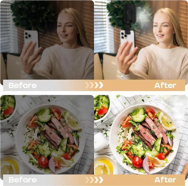 Alt view image 6 of 6 - Selfie Light for Phone Clip On 2000mAh with 80 LEDs & 5 Colors, Phone Light for Video Recording, Rechargeable Video Light,Table, Laptop, Makeup, Live Stream, TikTok, Vlog