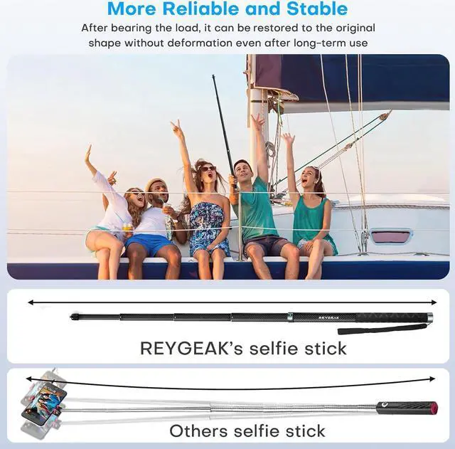 Alt view image 4 of 7 - REYGEAK 59 Inch Invisible Selfie Stick for Insta360 X4,Extension Selfie Pole with 1/4 Screw,Carbon Fiber Waterproof Long Monopod for Insta360 X4/X3/X2/ONE/ONE RS/ONE X.
