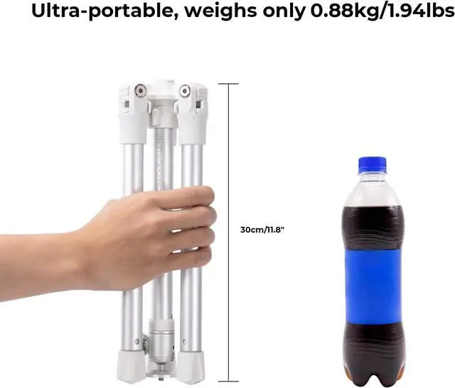 Alt view image 5 of 6 - K&F Concept 67''/170cm Cellphone Tripod, 2-in-1 Lightweight Compact Portable Selfie Stick with Phone Holder, DSLR Camera Tripod with Smartphone Remote E224A3+BH-18 Silver