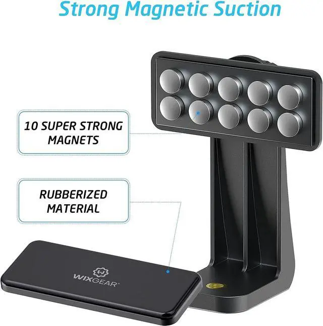 Alt view image 4 of 7 - WixGear Magnetic Tripod Mount Strong Phone Holder for Tripod Compatible with iPhone and Android Devices Black