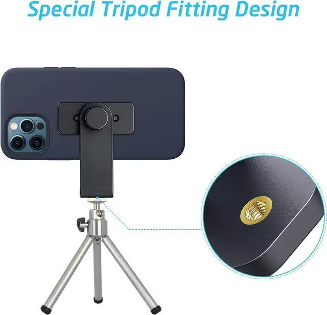 Alt view image 6 of 7 - WixGear Magnetic Tripod Mount Strong Phone Holder for Tripod Compatible with iPhone and Android Devices Black